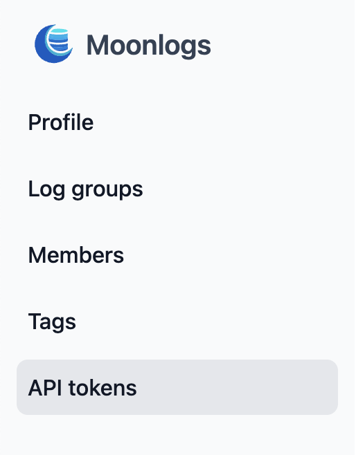 API tokens tab